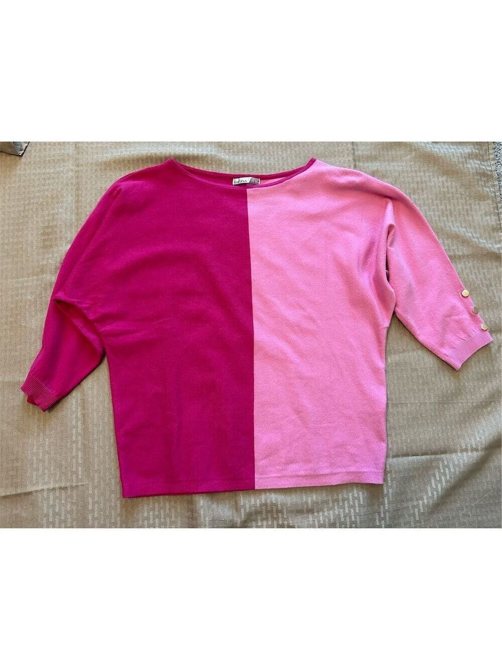 Rafiana Women's 3/4 Sleeve Dolman Sweater Pink Size S Pullover Casual NWT